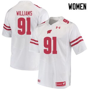 Women's Wisconsin Badgers NCAA #91 Bryson Williams White Authentic Under Armour Stitched College Football Jersey PQ31V86OK